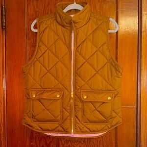 J. Crew Women's Quilted Vest - Camel/Pink - Equestrian Style